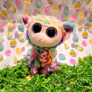 Ty Beanie Boos Tie-die 5" lamb pink glitter eyes and hooves.